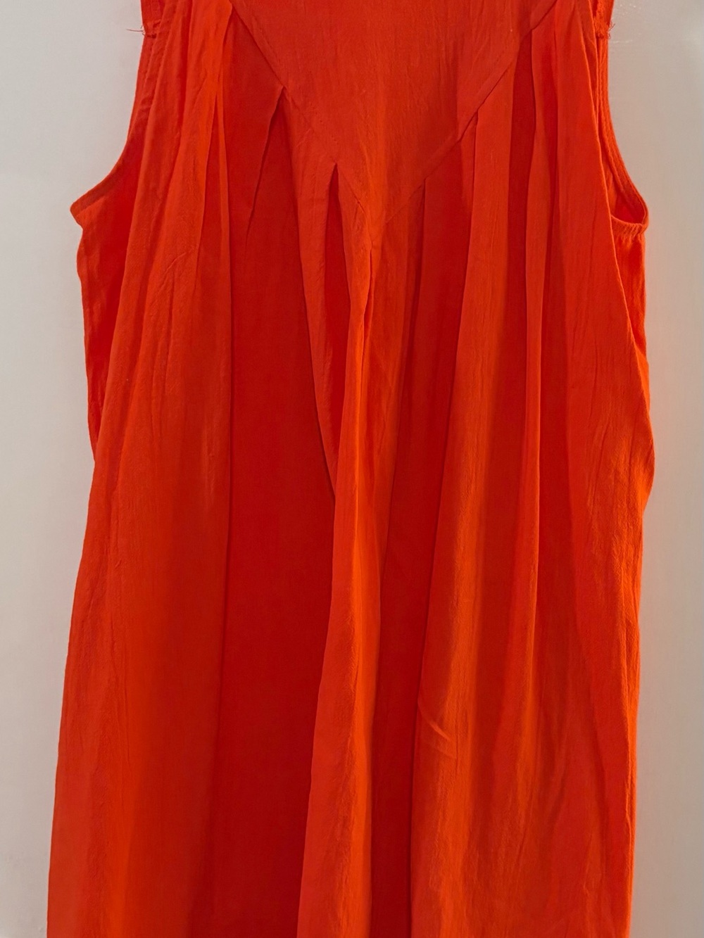 Bright Orange Sleeveless Midi Dress with Pockets | Flowy Casual Dress